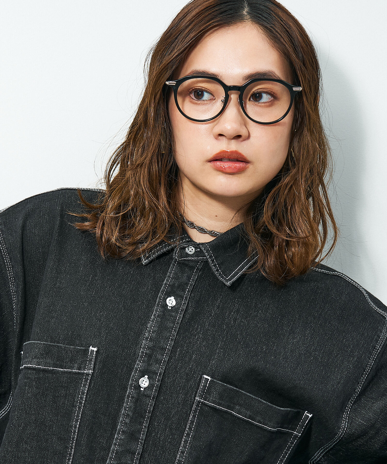  「Zoff｜STUDIO SEVEN｜ボストン型 メガネ｜ビッグシェイプ メタル 多角形 レンズ交換券付き」|メガネ|ブラック