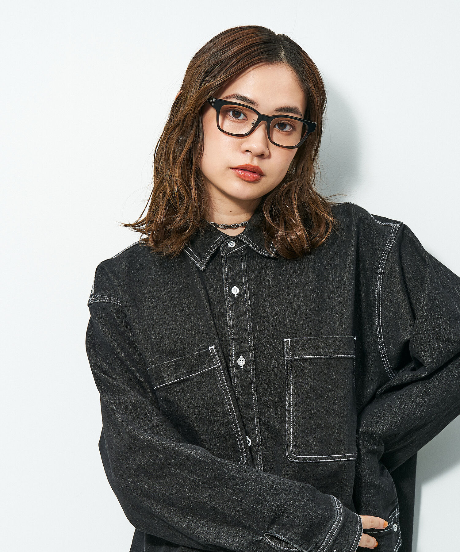  「Zoff｜STUDIO SEVEN｜ウェリントン型 メガネ 黒縁 太縁フレーム クリアフレーム レンズ交換券付き」|メガネ|