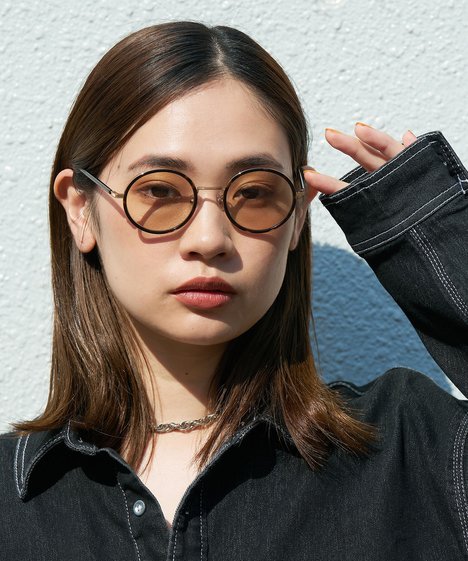  「【WEB限定】Zoff｜STUDIO SEVEN｜ラウンド型 丸型 サングラス UVカット 黒縁 べっ甲 ゴールド」|サングラス|