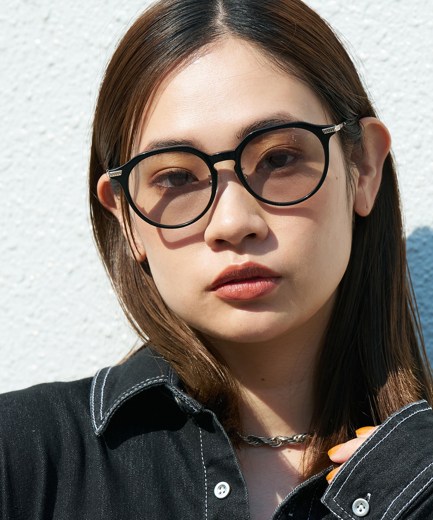  「【WEB限定】Zoff｜STUDIO SEVEN｜ボストン型 サングラス｜コンビネーションフレーム 黒縁 UVカット 」|サングラス|ブラック