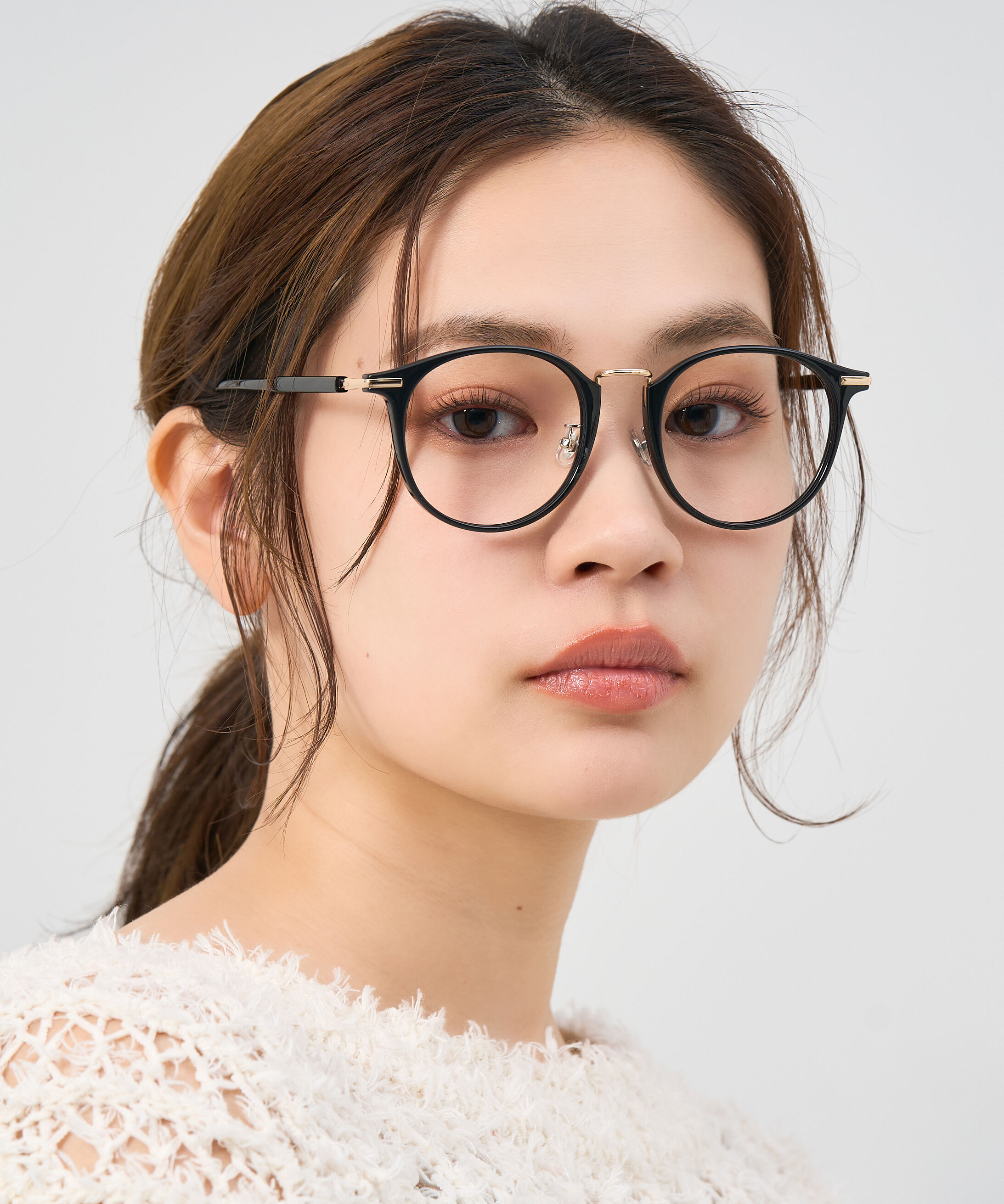  「[中顔面短縮みえメガネ]ボストン型 メガネ｜大きめシェイプがポイント クリアフレーム レンズ交換券付」|メガネ|