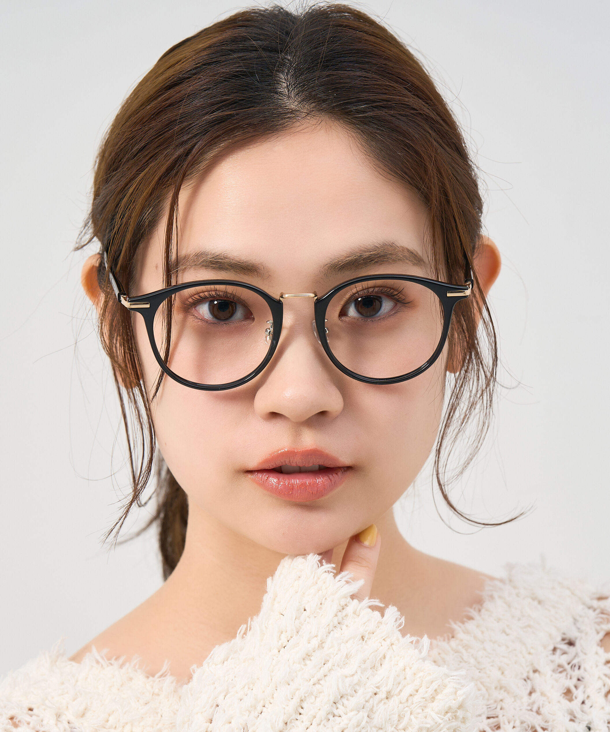  「[中顔面短縮みえメガネ]ボストン型 メガネ｜大きめシェイプがポイント クリアフレーム レンズ交換券付」|メガネ|