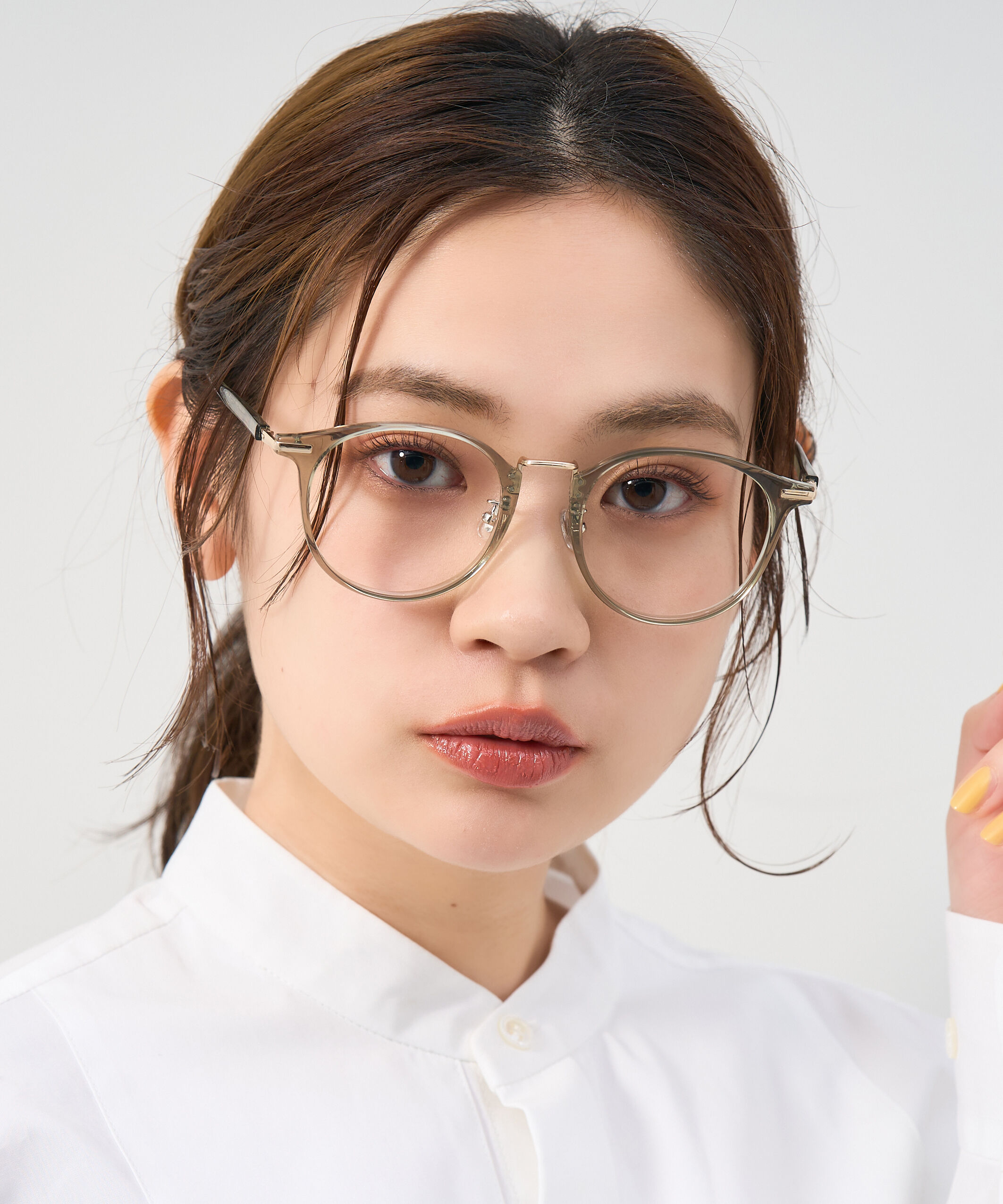  「[中顔面短縮みえメガネ]ボストン型 メガネ｜大きめシェイプがポイント クリアフレーム レンズ交換券付」|メガネ|