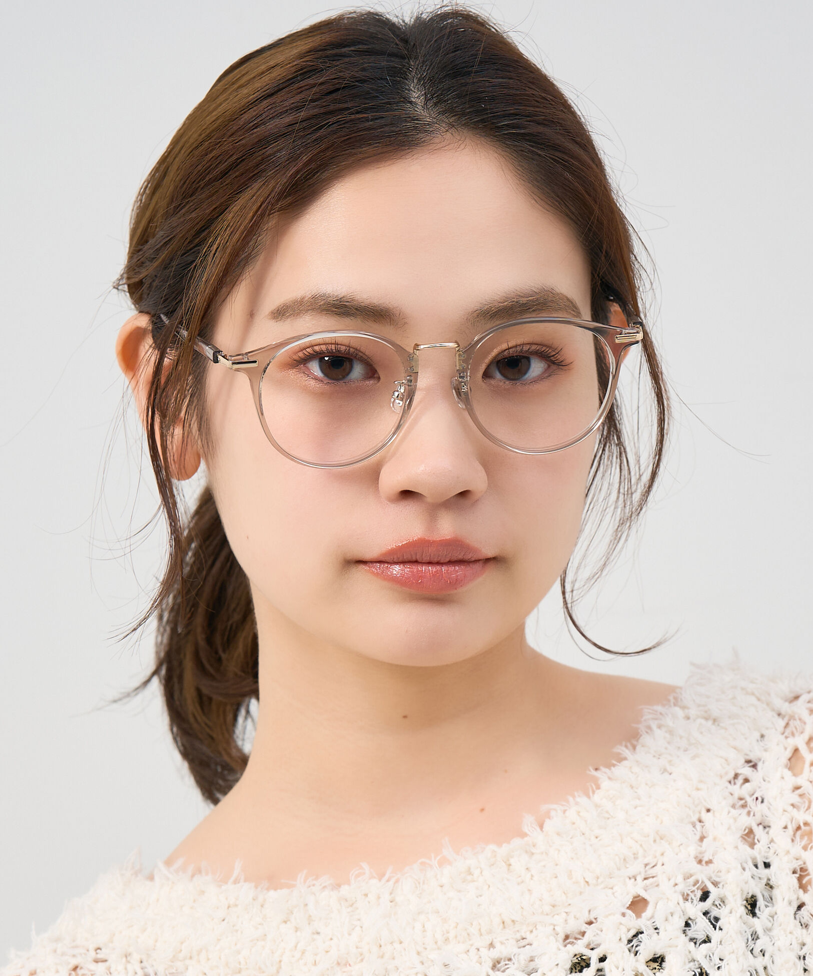  「[中顔面短縮みえメガネ]ボストン型 メガネ｜大きめシェイプがポイント クリアフレーム レンズ交換券付」|メガネ|