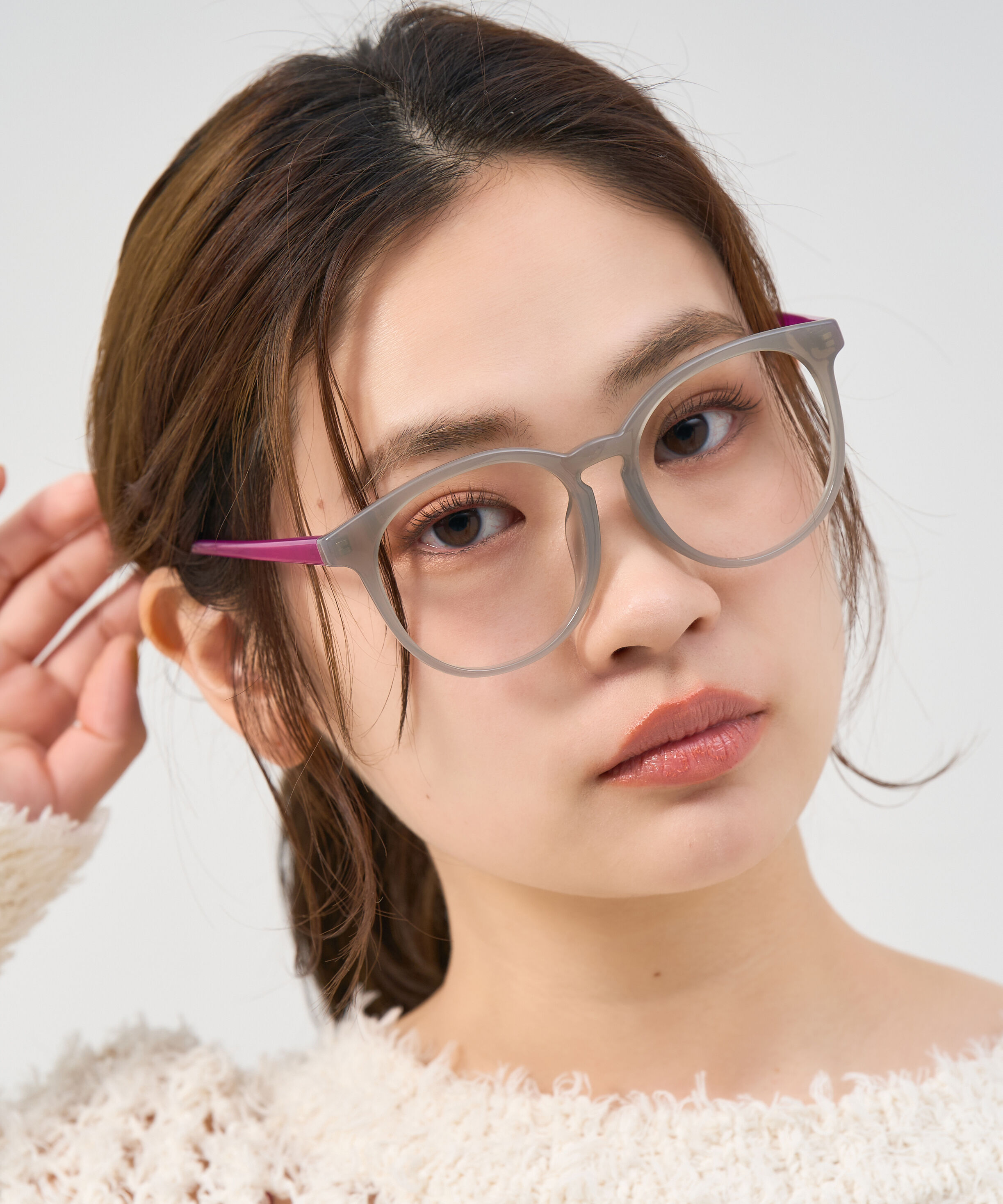  「Zoff | ボストン型 メガネ クリアフレーム 黒縁 伊達メガネ レンズ交換券付き」|メガネ|グレー