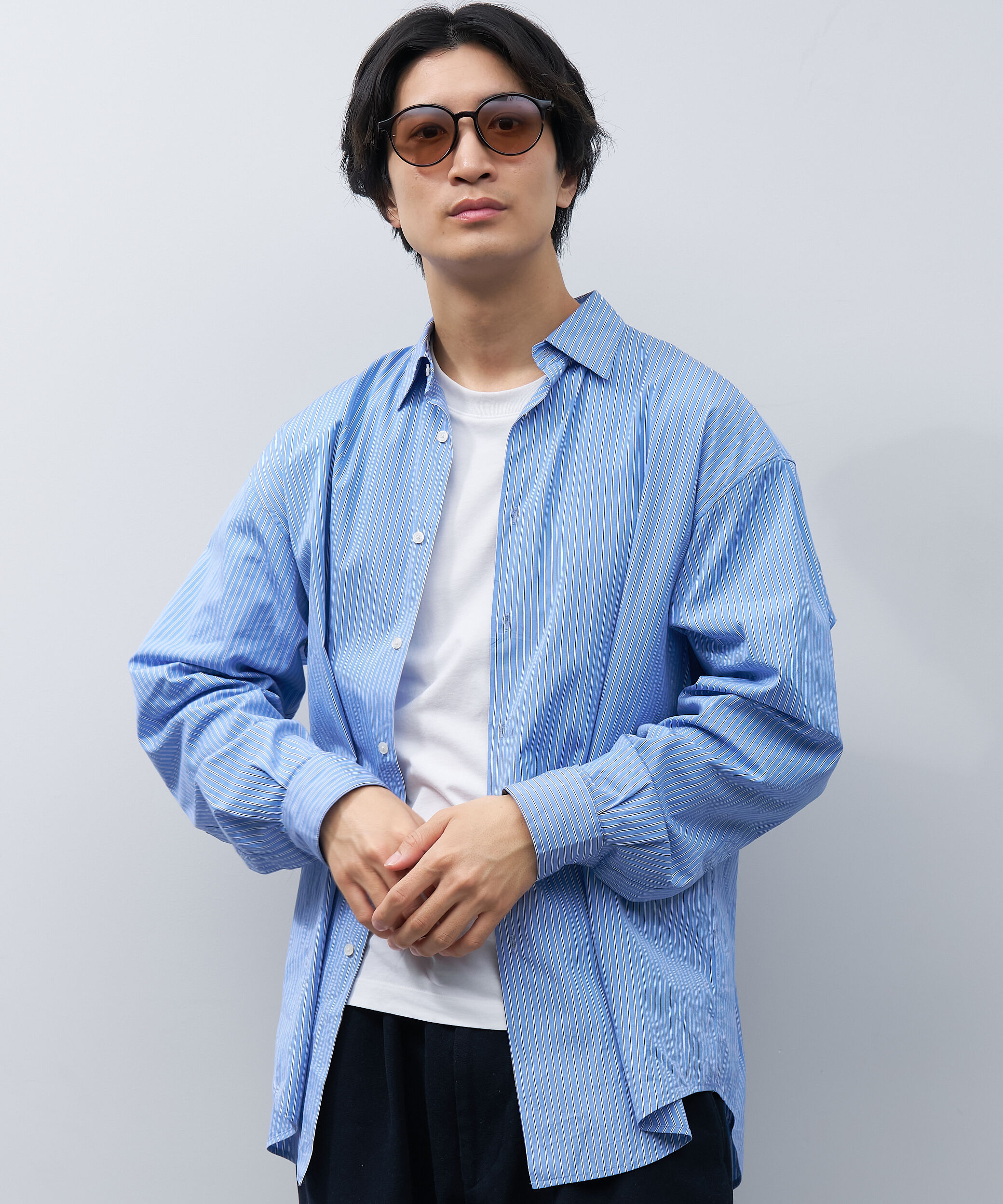  「ボストン型 サングラス｜クリア 黒縁 ライトカラー COLOR SUNGLASSES UVカット 紫外線対策 」|サングラス|