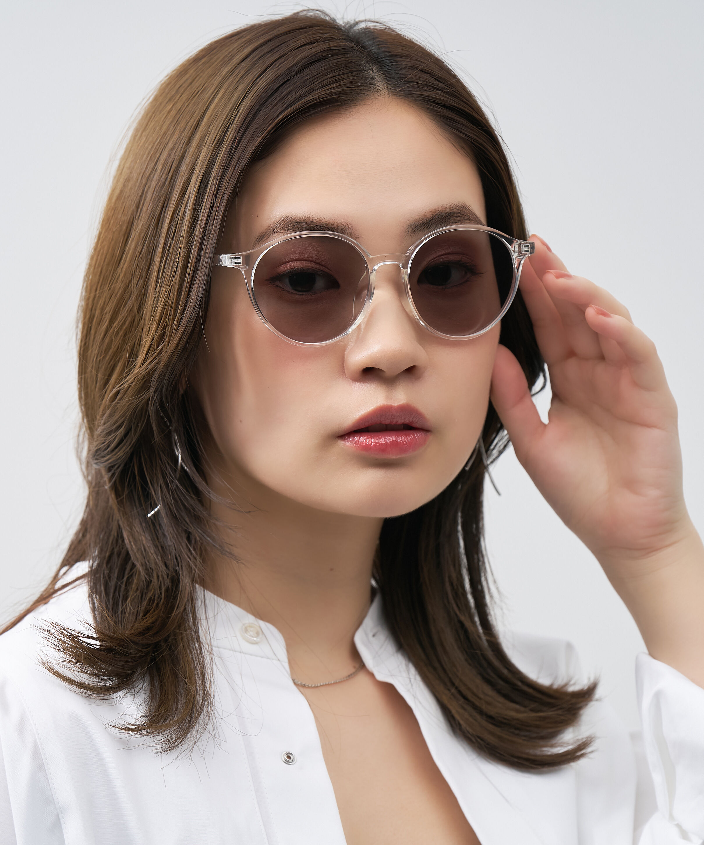  「ボストン型 サングラス｜クリア 黒縁 ライトカラー COLOR SUNGLASSES UVカット 紫外線対策 」|サングラス|