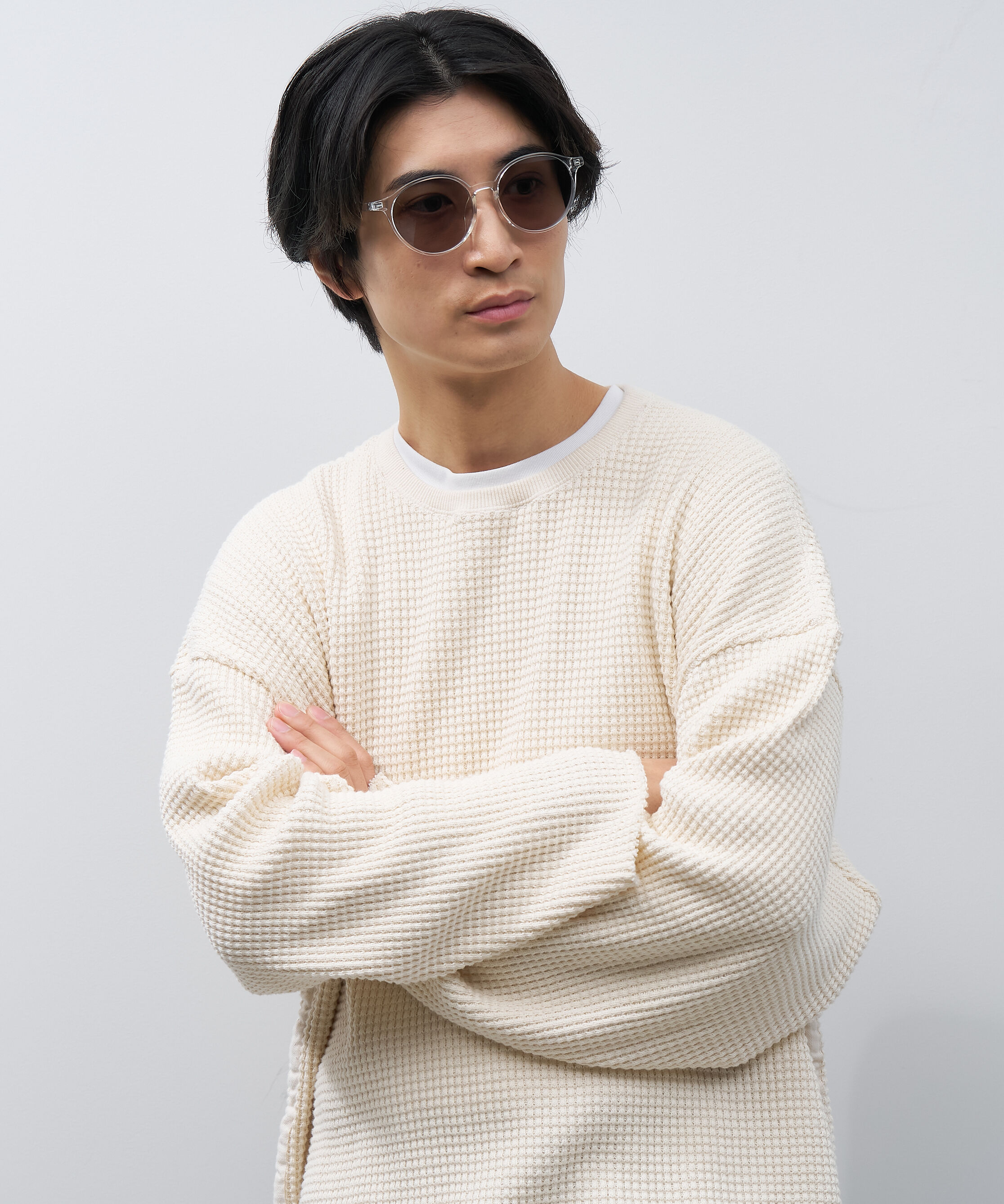  「ボストン型 サングラス｜クリア 黒縁 ライトカラー COLOR SUNGLASSES UVカット 紫外線対策 」|サングラス|