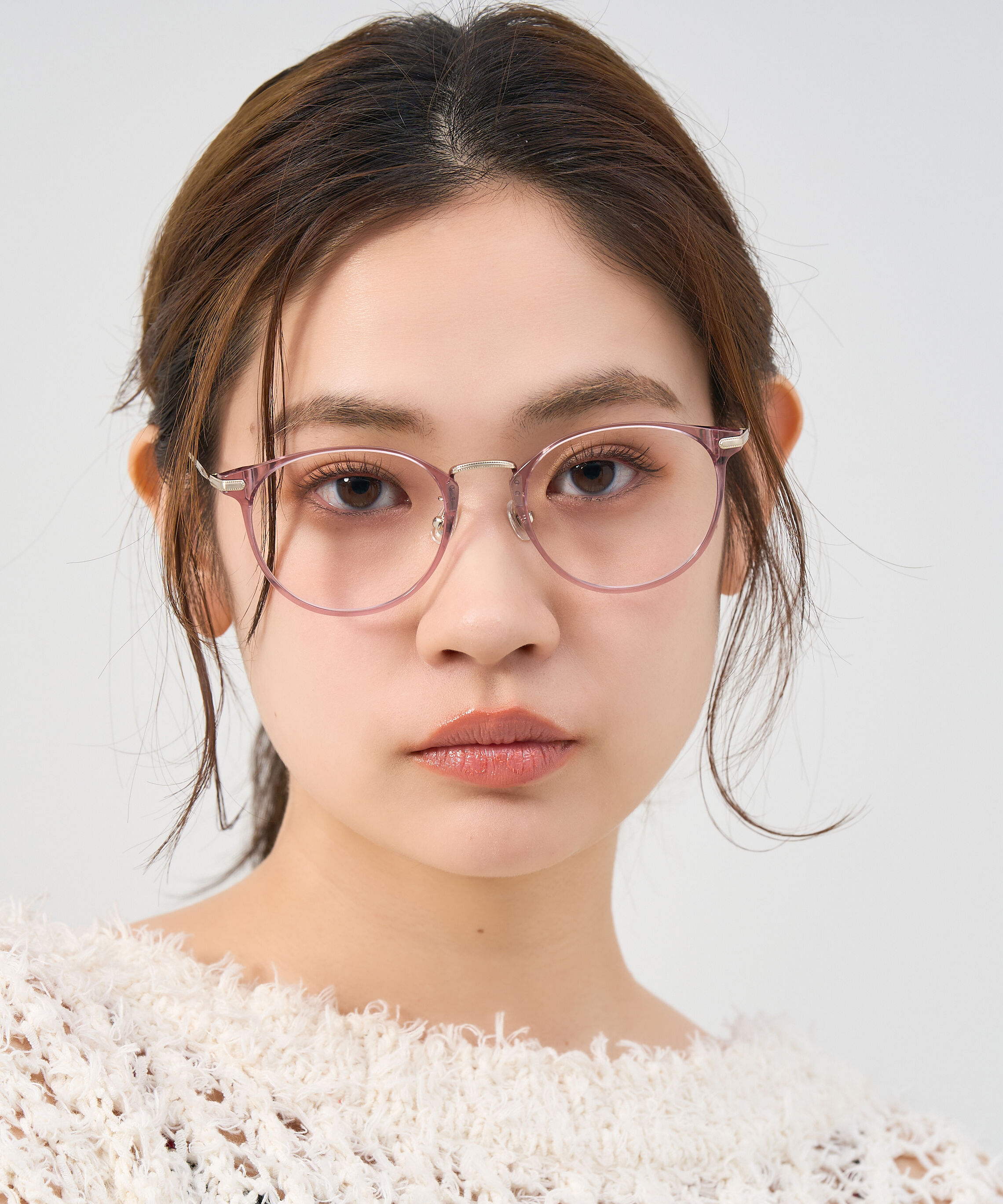  「ボストン型 軽量 メガネ｜ 軽量素材&times;チタン 大人可愛いメガネフレーム レンズ交換券付き」|メガネ|ピンク