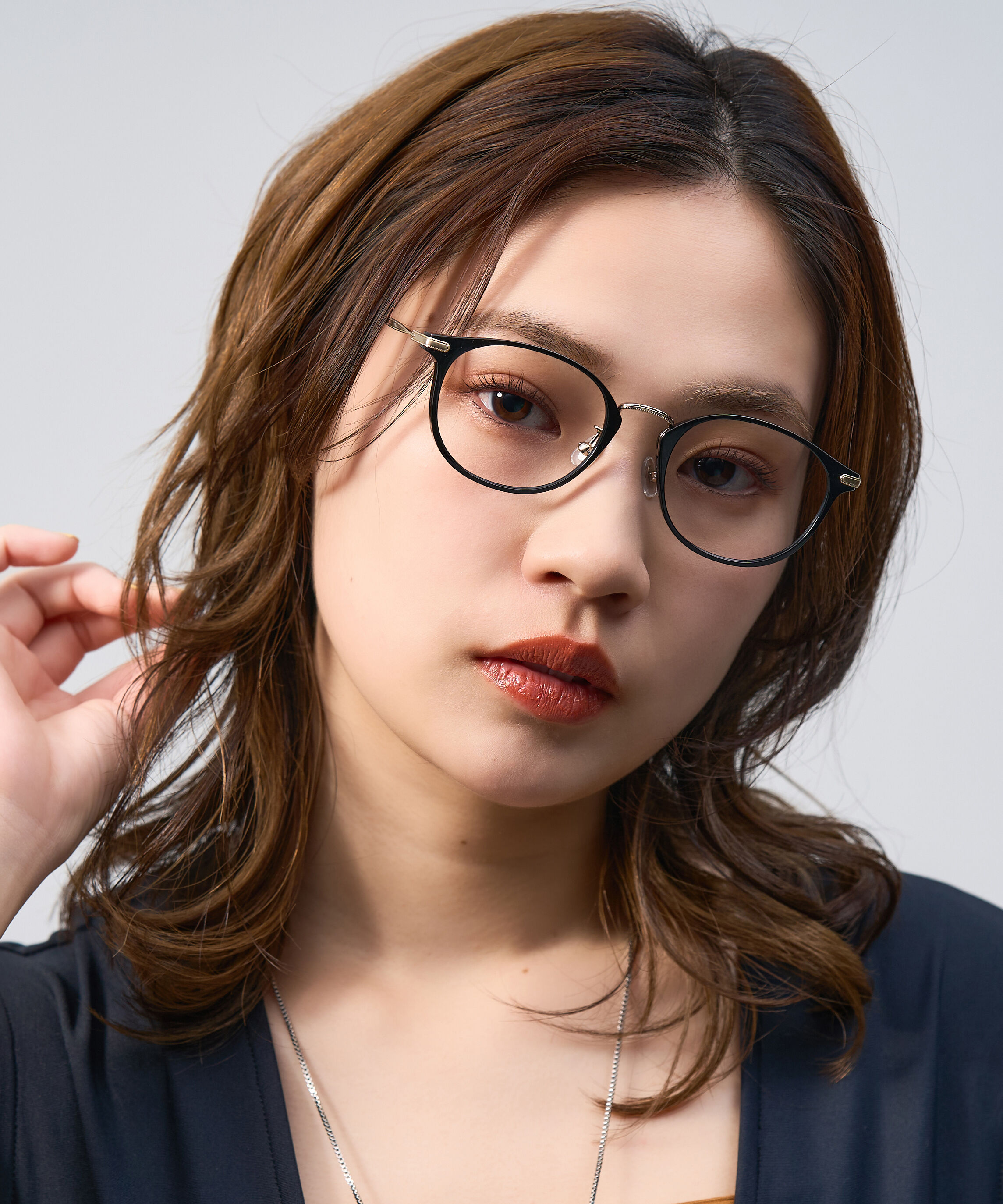  「ボストン型 軽量 メガネ｜ 軽量素材&times;チタン 大人可愛いメガネフレーム レンズ交換券付き」|メガネ|ブラック