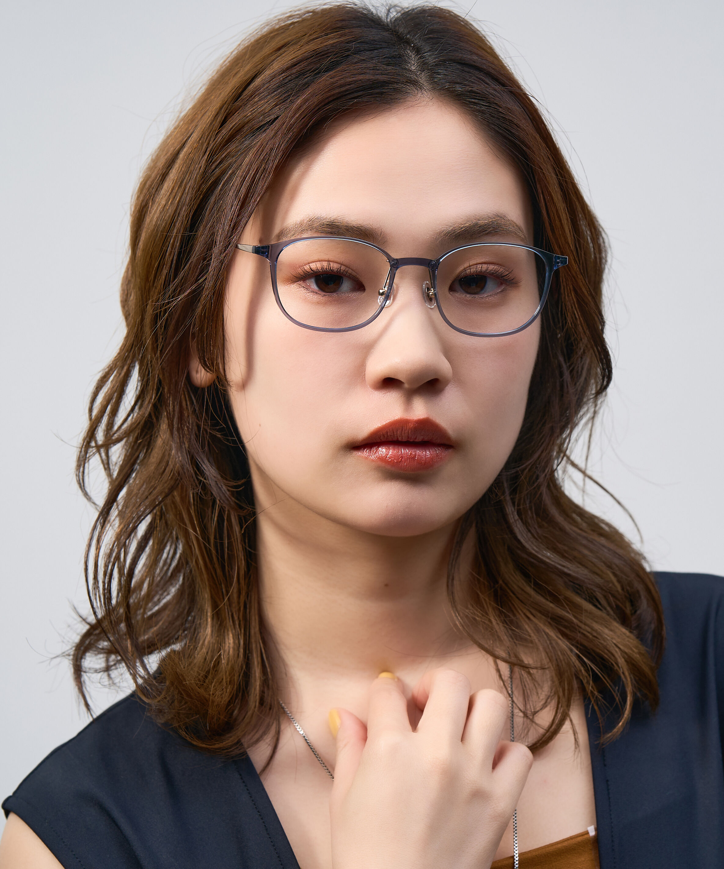  「ウェリントン型 軽量 メガネ｜ 軽量素材&times;チタン 大人可愛いメガネフレーム レンズ交換券付き」|メガネ|