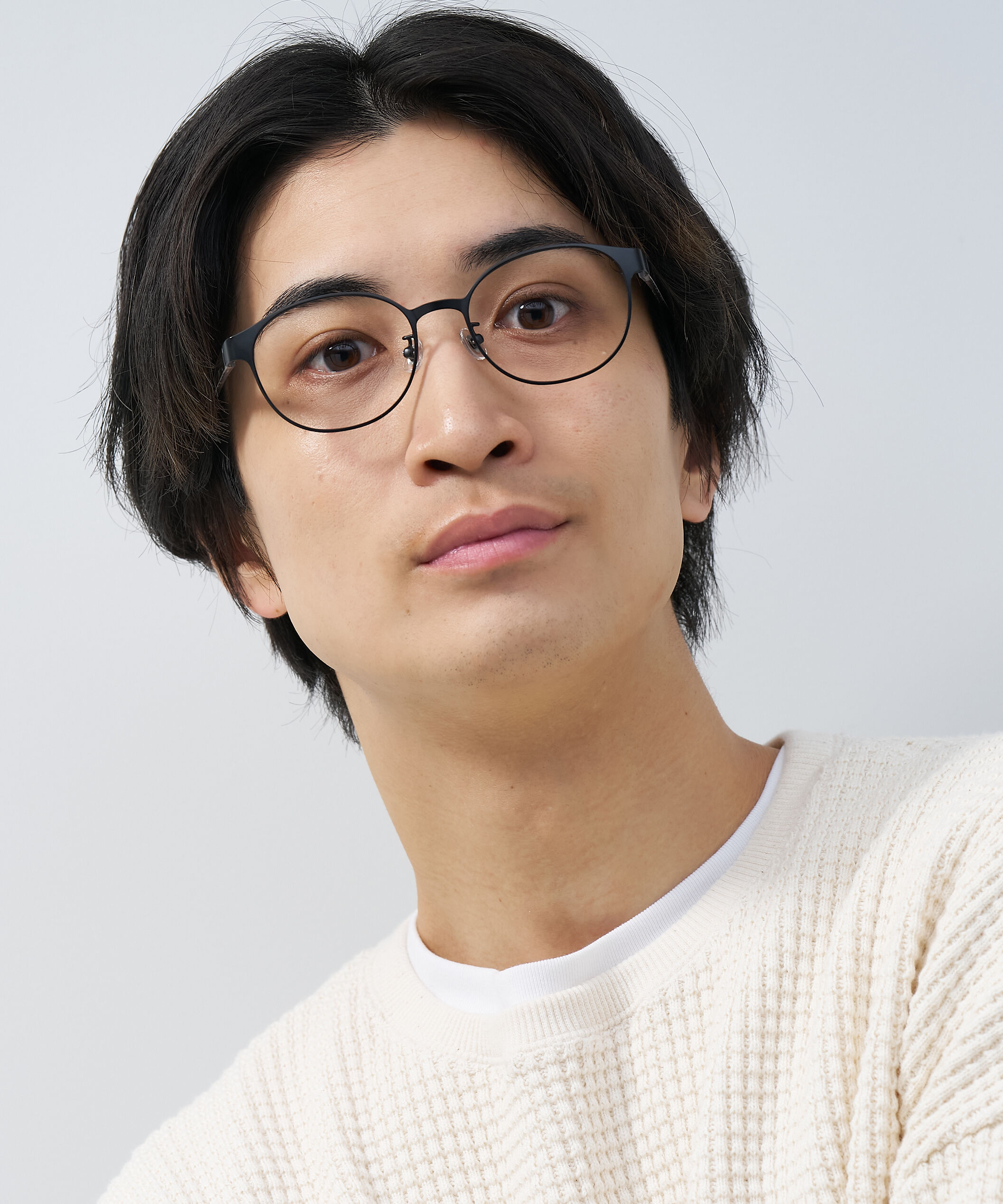  「ボストン型 大きめサイズ メガネ｜小顔効果 メタル&times;プラスチック 黒縁 レオパード柄 レンズ交換券付き」|メガネ|