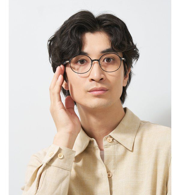 「ラウンド型 メガネ│メタル ズレ落ち防止 レザー調のラバーテンプル｜ レンズ交換券付」|メガネ|