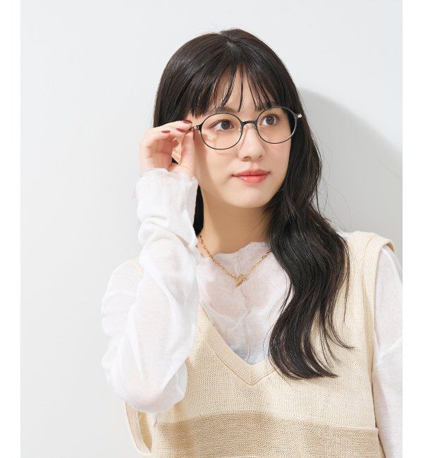  「ラウンド型 メガネ│メタル ズレ落ち防止 レザー調のラバーテンプル｜ レンズ交換券付」|メガネ|