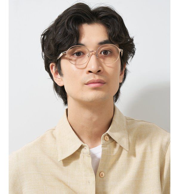  「ラウンド型 メガネ│メタル ズレ落ち防止 レザー調のラバーテンプル｜ レンズ交換券付」|メガネ|