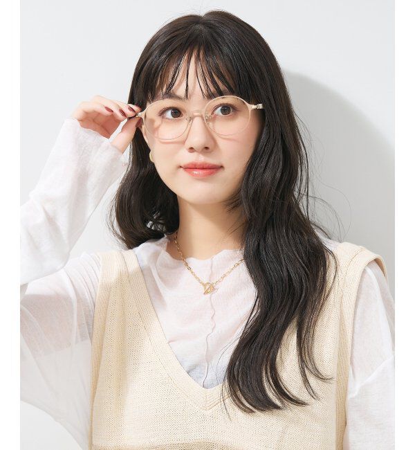  「ラウンド型 メガネ│メタル ズレ落ち防止 レザー調のラバーテンプル｜ レンズ交換券付」|メガネ|
