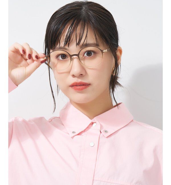  「ラウンド型 メガネ│メタル ズレ落ち防止 レザー調のラバーテンプル｜ レンズ交換券付」|メガネ|