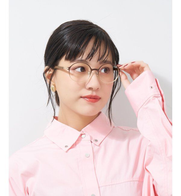  「ラウンド型 メガネ│メタル ズレ落ち防止 レザー調のラバーテンプル｜ レンズ交換券付」|メガネ|