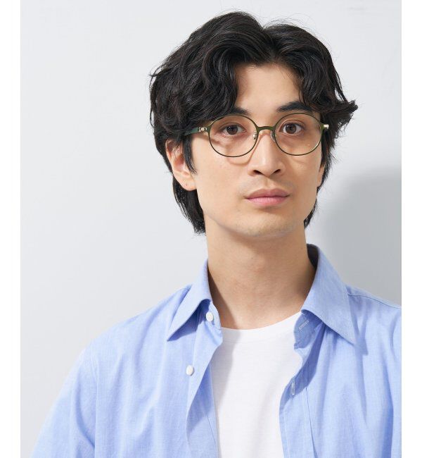  「ラウンド型 メガネ│メタル ズレ落ち防止 レザー調のラバーテンプル｜ レンズ交換券付」|メガネ|