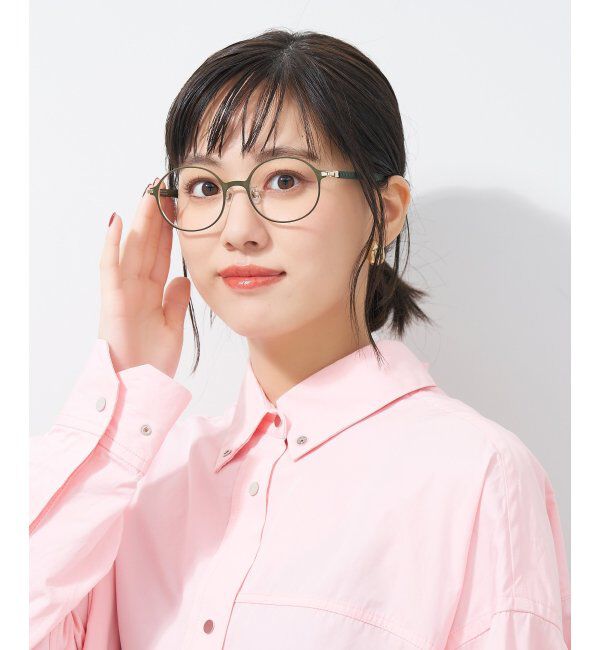  「ラウンド型 メガネ│メタル ズレ落ち防止 レザー調のラバーテンプル｜ レンズ交換券付」|メガネ|