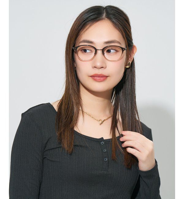  「ウェリントン型 メガネ | コンビネーションフレーム チタン 軽量 レディース 大人可愛い レンズ交換券付」|メガネ|