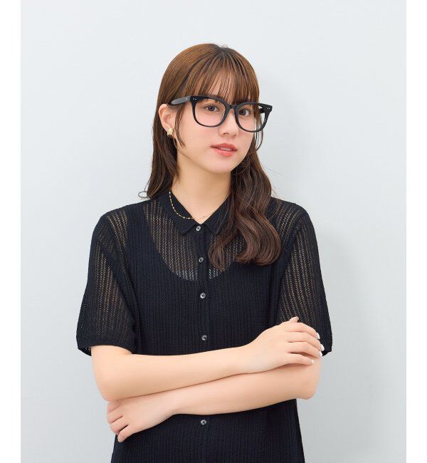  「ウェリントン型 メガネ | 横長 黒縁フレーム 伊達メガネ ユニセックス CLASSIC  レンズ交換券付」|メガネ|ブラック