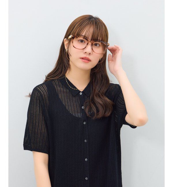  「ウェリントン型 メガネ | 横長 黒縁フレーム 伊達メガネ ユニセックス CLASSIC  レンズ交換券付」|メガネ|薄ブラウン1