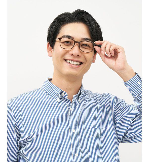  「ウェリントン型 メガネ｜伊達メガネ プラスチック&times;メタル 眼鏡 度付き眼鏡 ビジネス Zoff レンズ交換券付」|メガネ|薄ブラウン1