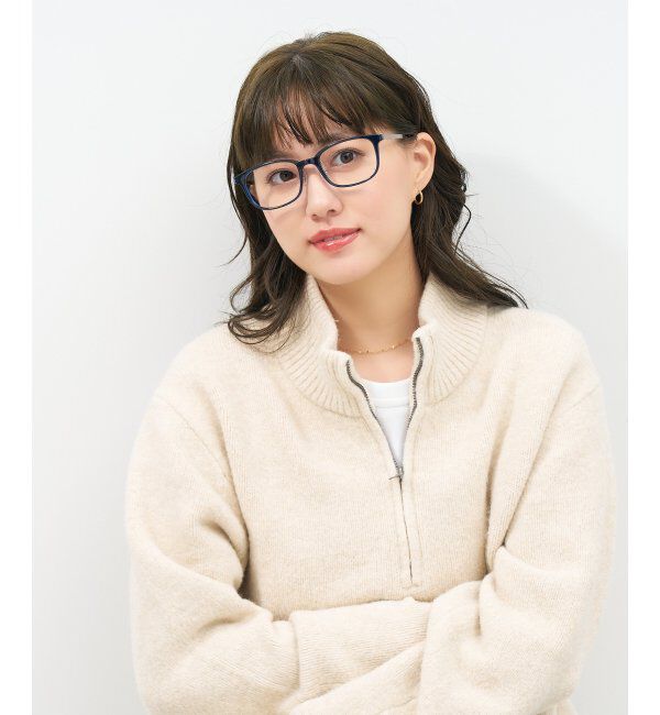  「ウェリントン型 メガネ｜伊達メガネ プラスチック&times;メタル 眼鏡 度付き眼鏡 ビジネス Zoff レンズ交換券付」|メガネ|濃ブルー