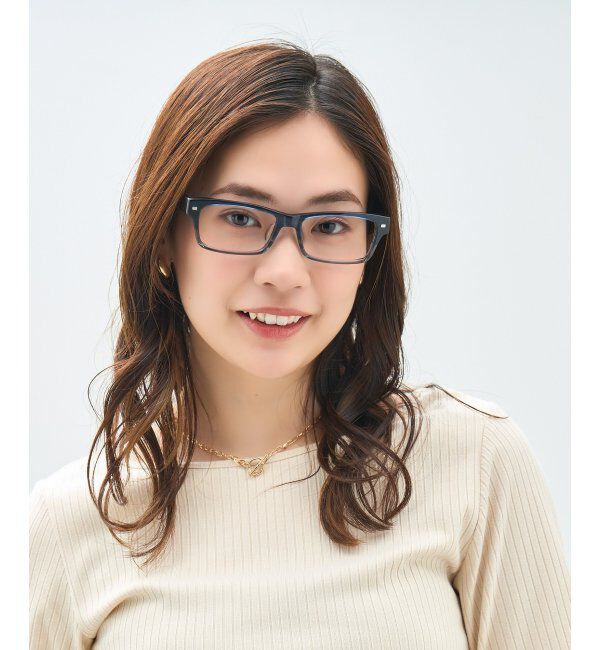  「ウェリントン型 メガネ | 太縁 黒縁フレーム｜伊達メガネ 度付きメガネ｜ユニセックス 黒  レンズ交換券付」|メガネ|濃ブルー