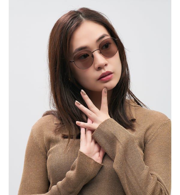  「SUNCUTGlasses/UV100%CUT ボストン型 サングラス メタルフレーム｜UVカット 紫外線対策｜ユニセックス__」|サングラス|薄ブラウン