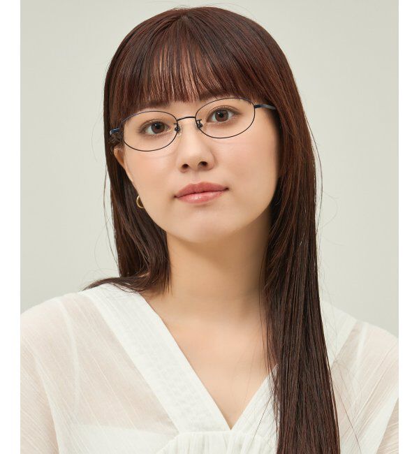  「オーバル型 メガネ 軽量 チタン｜大人可愛い｜伊達メガネ 度付きメガネ｜ビジネス レンズ交換券付」|メガネ|薄ブラウン