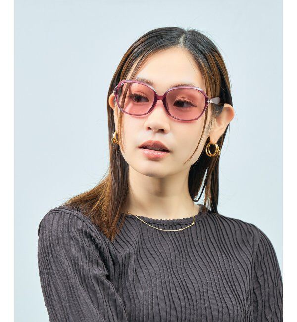  「ウェリントン型 サングラス ラバーテンプル ズレ落ち防止 ｜ カラーレンズ ｜ 紫外線対策 UVカット  」|サングラス|ピンク