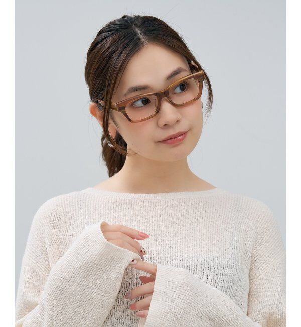  「ウェリントン型 メガネ | マツケリ MAZZUCCHELLI｜ 太縁フレーム 伊達・度付き眼鏡  レンズ交換券付」|メガネ|薄ブラウン1