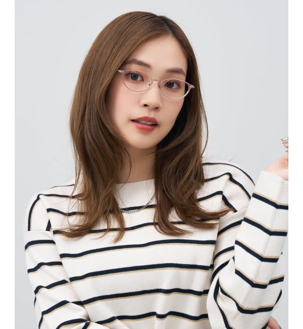  「オーバル型 メガネ | レザー調 ラバーテンプル ズレ落ち防止 眼鏡 伊達・度付き眼鏡  レンズ交換券付」|メガネ|ライトピンク