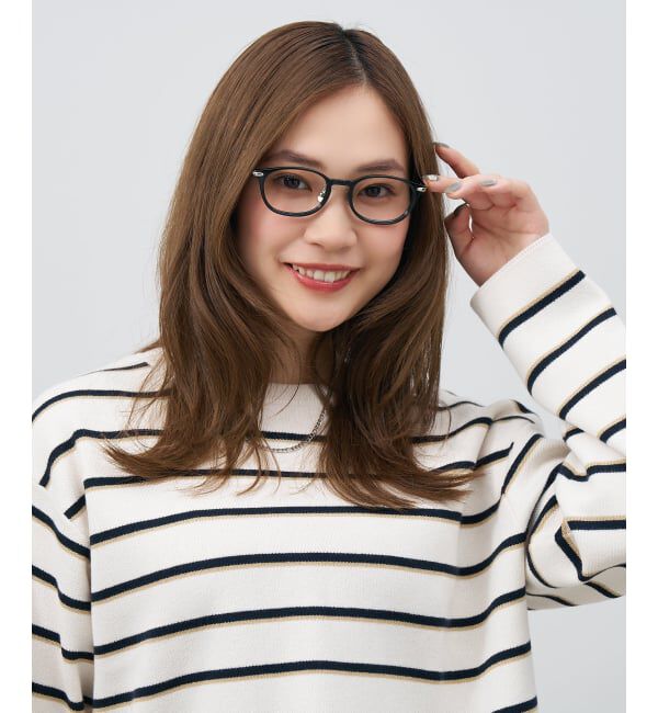  「ウェリントン型 メガネ | レザー調 ラバーテンプル ズレ落ち防止 眼鏡 伊達・度付き眼鏡  レンズ交換券付」|メガネ|ブラック