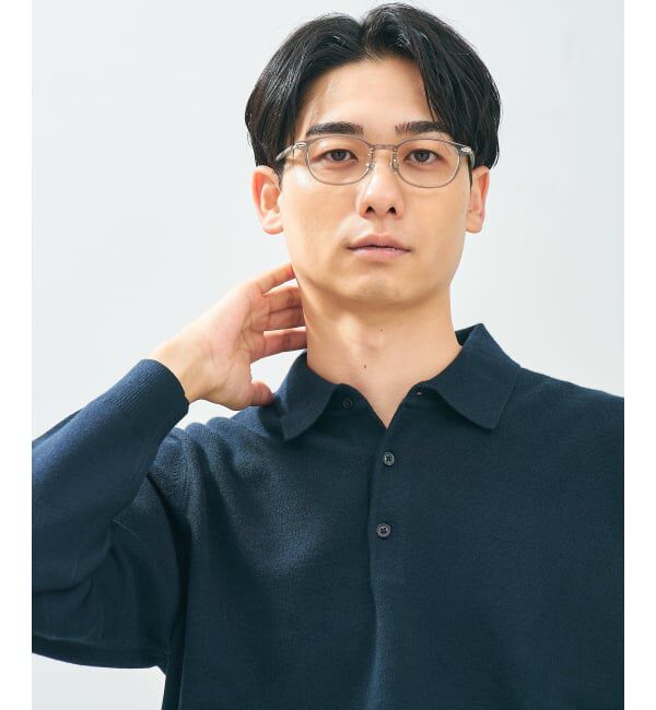  「ウェリントン型 メガネ | レザー調 ラバーテンプル ズレ落ち防止 眼鏡 伊達・度付き眼鏡  レンズ交換券付」|メガネ|