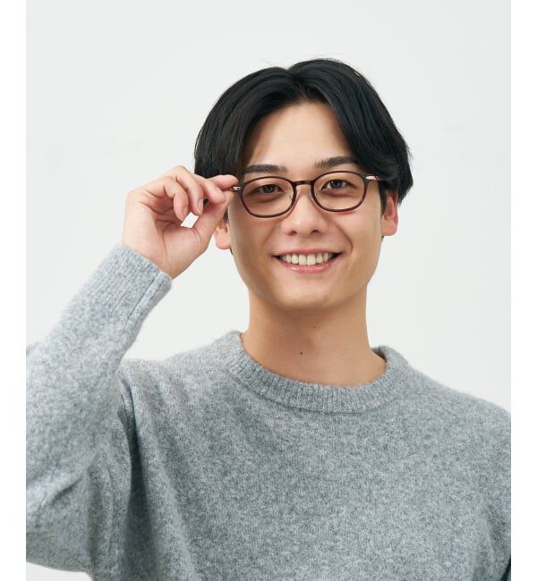  「ウェリントン型 メガネ | レザー調 ラバーテンプル ズレ落ち防止 眼鏡 伊達・度付き眼鏡  レンズ交換券付」|メガネ|