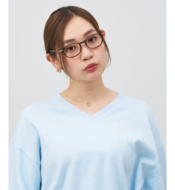  「ウェリントン型 メガネ | レザー調 ラバーテンプル ズレ落ち防止 眼鏡 伊達・度付き眼鏡  レンズ交換券付」|メガネ|薄ブラウン1