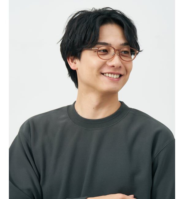  「オーバル型 メガネ | レザー調 ラバーテンプル ズレ落ち防止 眼鏡 伊達・度付き眼鏡  レンズ交換券付」|メガネ|