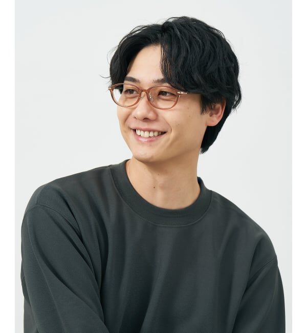  「オーバル型 メガネ | レザー調 ラバーテンプル ズレ落ち防止 眼鏡 伊達・度付き眼鏡  レンズ交換券付」|メガネ|