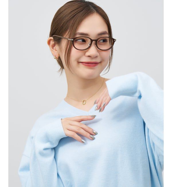  「オーバル型 メガネ | レザー調 ラバーテンプル ズレ落ち防止 眼鏡 伊達・度付き眼鏡  レンズ交換券付」|メガネ|薄ブラウン1