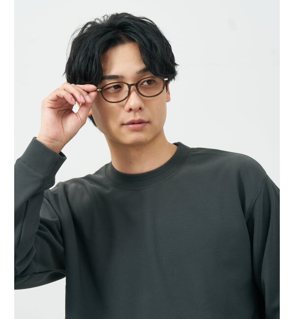  「オーバル型 メガネ | レザー調 ラバーテンプル ズレ落ち防止 眼鏡 伊達・度付き眼鏡  レンズ交換券付」|メガネ|