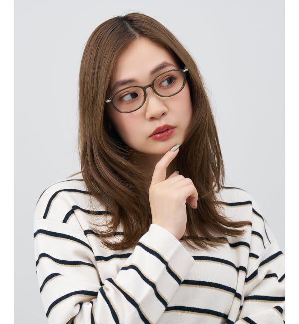  「オーバル型 メガネ | レザー調 ラバーテンプル ズレ落ち防止 眼鏡 伊達・度付き眼鏡  レンズ交換券付」|メガネ|オリーブ