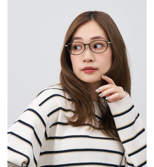  「オーバル型 メガネ | レザー調 ラバーテンプル ズレ落ち防止 眼鏡 伊達・度付き眼鏡  レンズ交換券付」|メガネ|