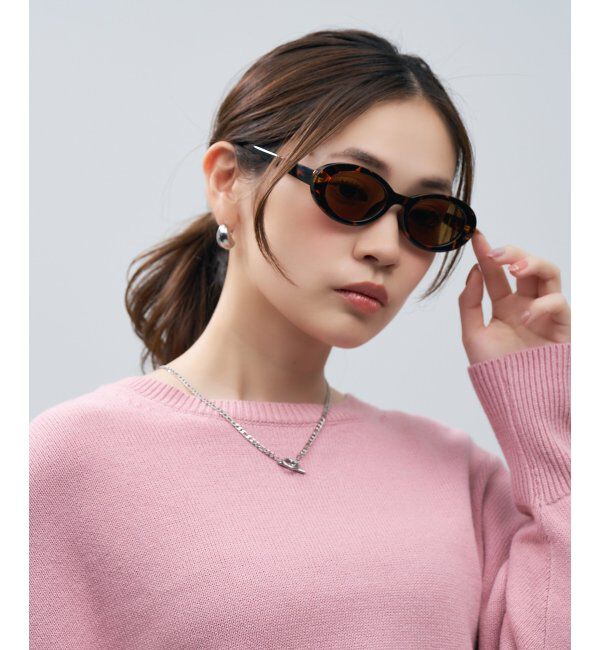  「SUNCUTGlasses/UV100%CUT オーバル型 サングラス [度無し専用] 横長フレーム 太縁 紫外線対策 UVカット」|サングラス|