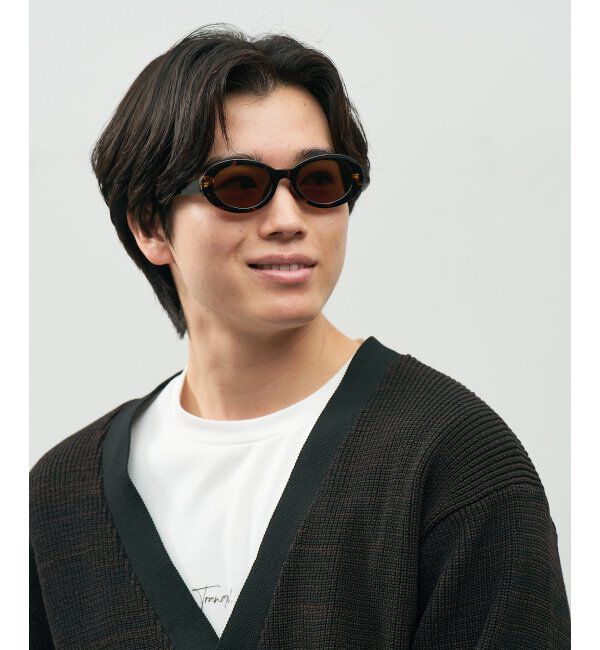  「SUNCUTGlasses/UV100%CUT オーバル型 サングラス [度無し専用] 横長フレーム 太縁 紫外線対策 UVカット」|サングラス|