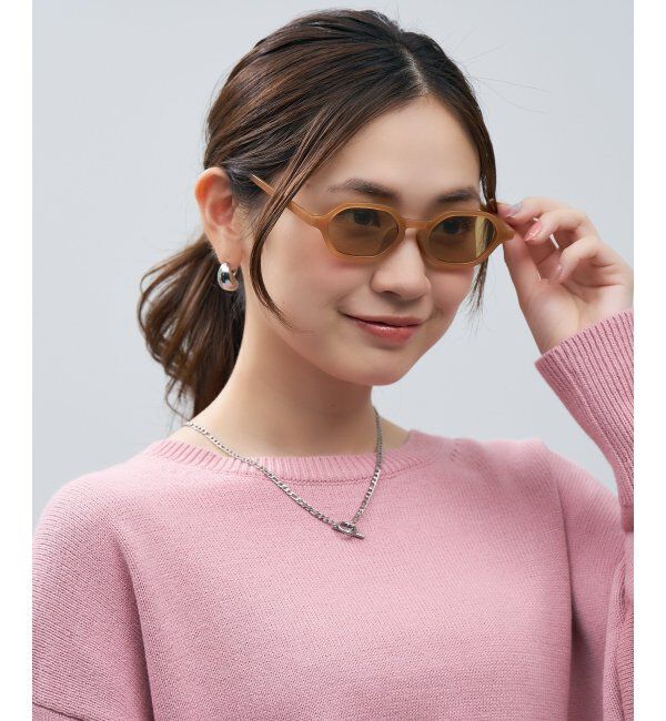  「SUNCUTGlasses/UV100%CUT ウェリントン型 サングラス [度無し専用] 横長 多角形 紫外線対策 UVカット」|サングラス|