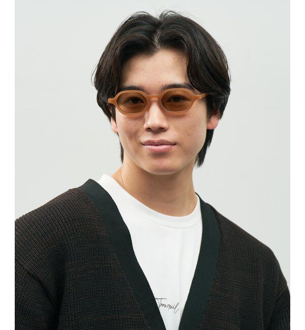  「SUNCUTGlasses/UV100%CUT ウェリントン型 サングラス [度無し専用] 横長 多角形 紫外線対策 UVカット」|サングラス|