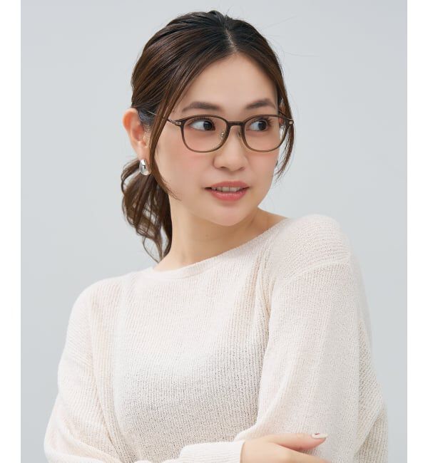  「ウェリントン型 メガネ | チタン TR素材 軽量 メタル 伊達・度付き 大人可愛い Zoff  レンズ交換券付」|メガネ|濃ブラウン